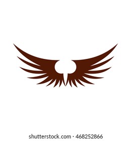Two brown wing icon in flat style isolated on white background. Flying symbol