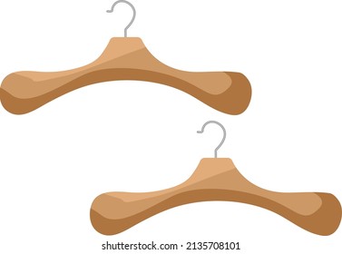Two brown wooden hangers, illustration, vector on a white background.