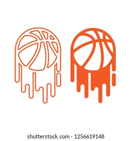 Two brush basketball symbol outline and flat