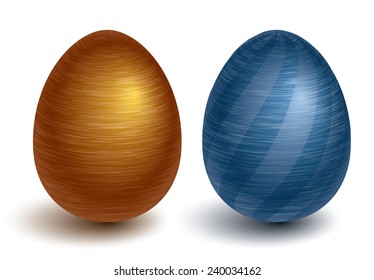 Two brushed metal eggs. Eps8. CMYK. Organized by layers. Global colors. Gradients used.
