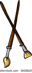 Two brushes, illustration, vector on white background