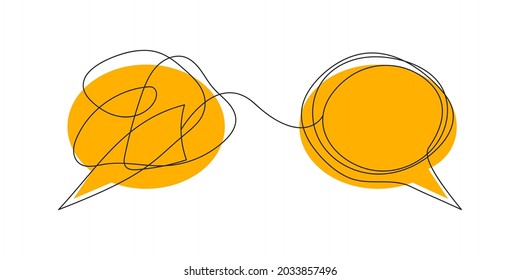 Two bubbles with comments icon. Brainstorming, negotiations illustration. Coaching symbol. Communication, relationships sign