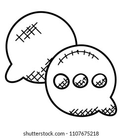 Two bubbles with three dots depicting comment bubble. 