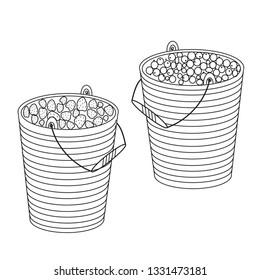 Two buckets with berries. Vector illustration.