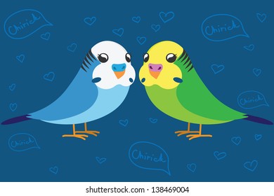 two budgerigar in love