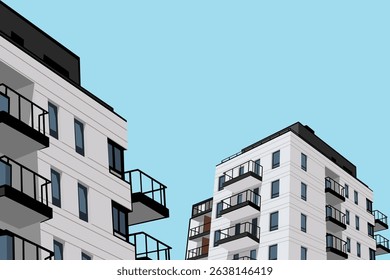 two building apartment illustration background design vector art