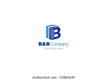 Two building in form of book. Corporate logo for a Real estate company 