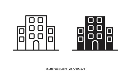 Dos iconos de construcción: una línea de arte, un negro sólido. Diseño simple, moderno, aislado en blanco.
