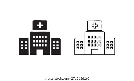 Los dos edificios son hospitales. Uno es un hospital Grande con un edificio Grande y un letrero Grande