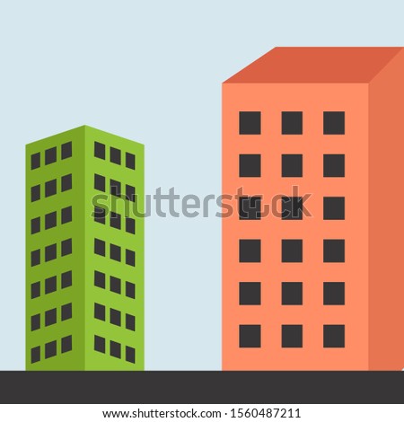 Two buildings, illustration, vector on white background.