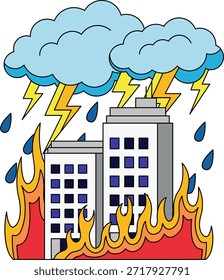 zwei Gebäude in Brand und ein Sturm 
