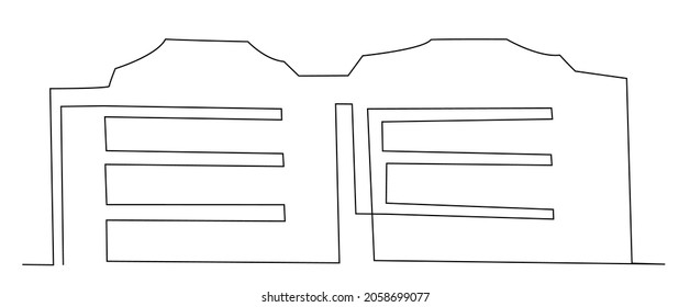 Two buildings in one line. Simple illustration with abstract buildings. Vector stock illustration. 