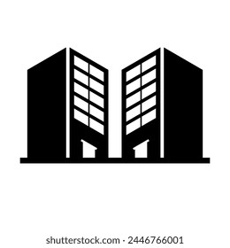 Icono de silueta de dos edificios. Vector.