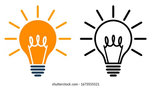 Two bulb icon, idea concept, creative bulb sign, innovations – stock vector