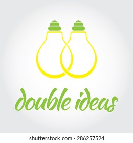 Two bulb light linked together, vector logo.