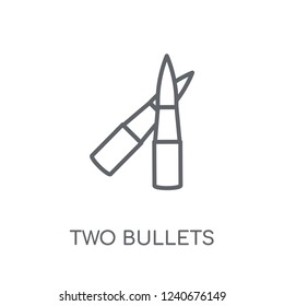 Two Bullets linear icon. Modern outline Two Bullets logo concept on white background from army and war collection. Suitable for use on web apps, mobile apps and print media.