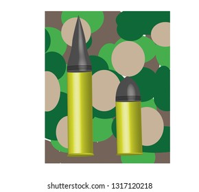 two bullets on camouflage background