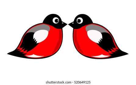 Two bullfinch on a white background