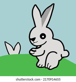 Two Bunnies Playing Hide And Seek Vector Illustration
