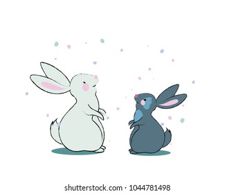 Two bunnies vector illustration