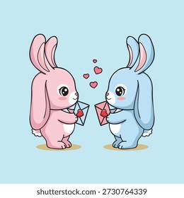 two bunny love envelope  Valentine Day