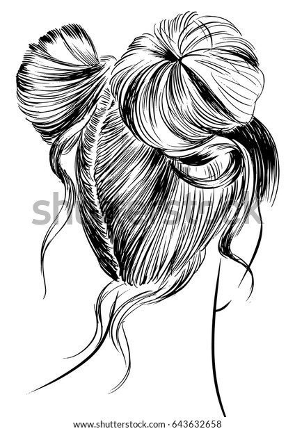 Two Buns Hairstyle Stock Vector (Royalty Free) 643632658