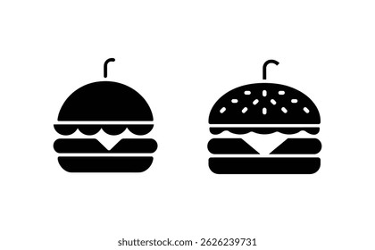 Dois ícones de hambúrguer apresentam um design simétrico com um fundo transparente e são ilustrados em um formato vetorial perfeito para uma variedade de projetos.