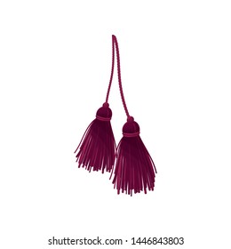 Two burgundy tassels. Vector illustration on white background.