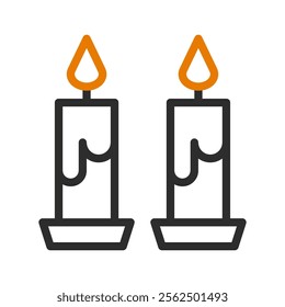 Two burning candles icon. Concept of light, hope, and celebration.