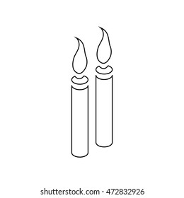 Two burning candles icon in outline style isolated on white background