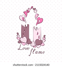 two burning candles on a light background. greeting card. vector