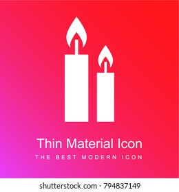 Two burning candles red and pink gradient material white icon minimal design