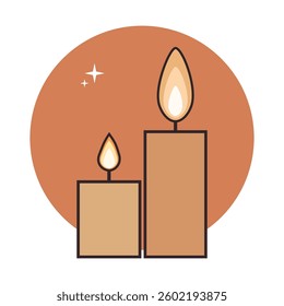 Two Burning Candles with Warm Glow and Sparkle Effect