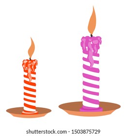 Two Burning Design Candles - Cartoon Vector Image