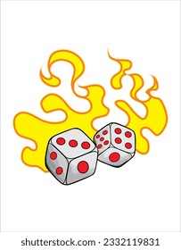 Two burning dice icon illustration art
