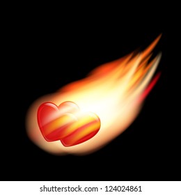 two burning hearts Valentine's day vector background