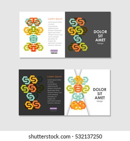 Two business brochure design layout template, with hexagon pattern.