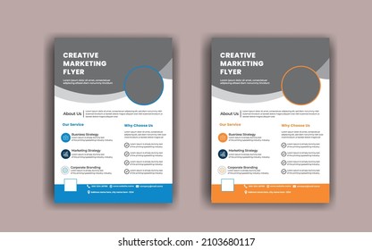 Two business brochure flyer design layout template A4, Template vector design for Magazine, Poster, Corporate Presentation, Portfolio, Flyer infographic, layout modern in orange blue