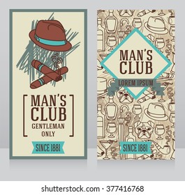 two business cards for gentlemen club, can be used as party invitations, vector illustrations