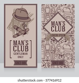 two business cards for gentlemen club, can be used as party invitations, vector illustrations