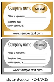 two business cards are in a gold and silver color
