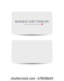 Two business cards with round corners template mockup isolated on white background. Realistic vector white paper card mock up for graphic designers presentations 