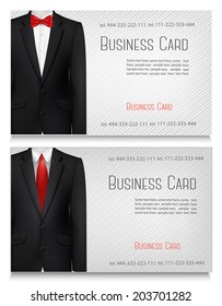 Two business cards with suits. Vector.