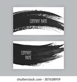 two business cards template with hand painted brush strokes