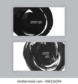 two business cards template with hand painted round brush strokes