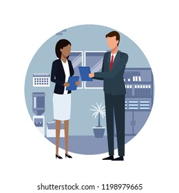 two business colleagues discussing work