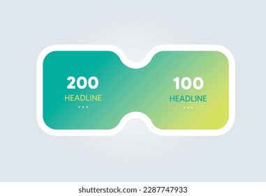 Two business elements banner. 2 steps design, chart, infographic, step by step number option, layout. 3D cyrcle style.