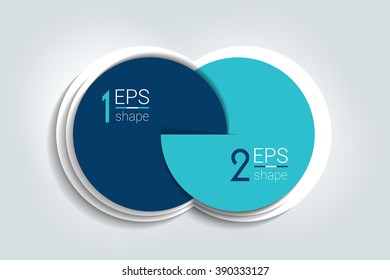 Two business elements banner, template. 2 steps design, chart, infographic, step by step number option, layout. 3D cyrcle style.