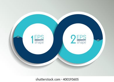 Two Business Elements Banner, Template. 2 Steps Design, Chart, Infographic, Step By Step Number Option, Layout. 3D Cyrcle Style.