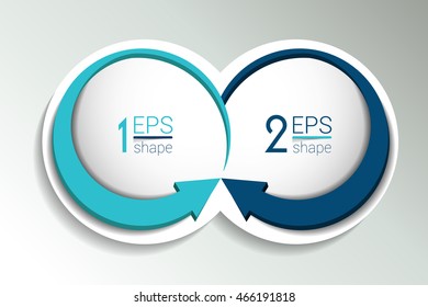 Two business elements banner, template. 2 steps design, chart, infographic, step by step number option, layout. 3D cyrcle style.